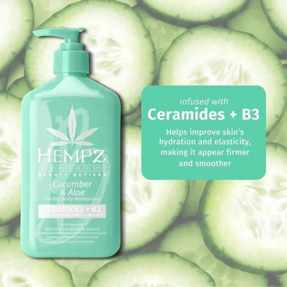 $5🌟 Hempz Cucumber & Aloe Herbal Body Moisturizer Ceramides + B3
